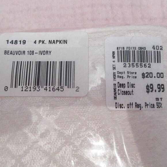 2002 Vtg Set Of 4 Beauvoir French Embroidered Napkins Cotton Blend Ivory Floral - Picture 9 of 9